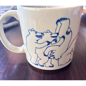 Taylor & Ng San Francisco Naughty Bear’s Orgy Coffee Mug Blue Made in Japan 1984